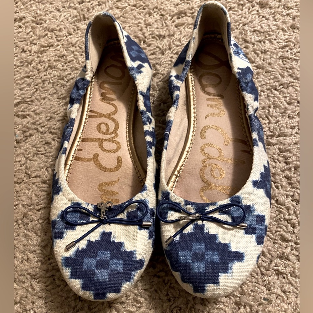 Sam Edelman Felicia Blue Ikat Ballet Flats 9.5